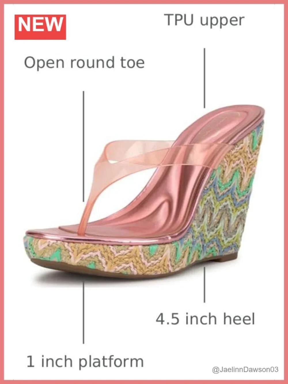 Womens TPU Platform Wedge Sandals Open Toe Slip On Summer